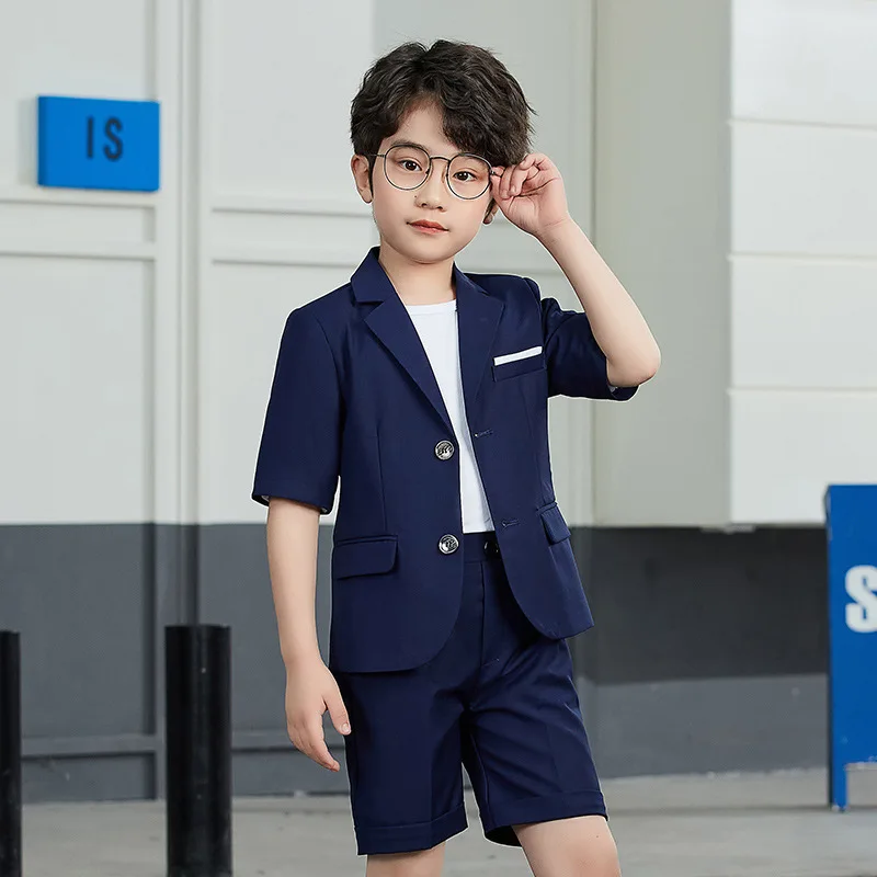

Fashion baby Boys' suit casual children's suit sets coat + T-shirt +pants clothes flower wedding performance boys dress costume