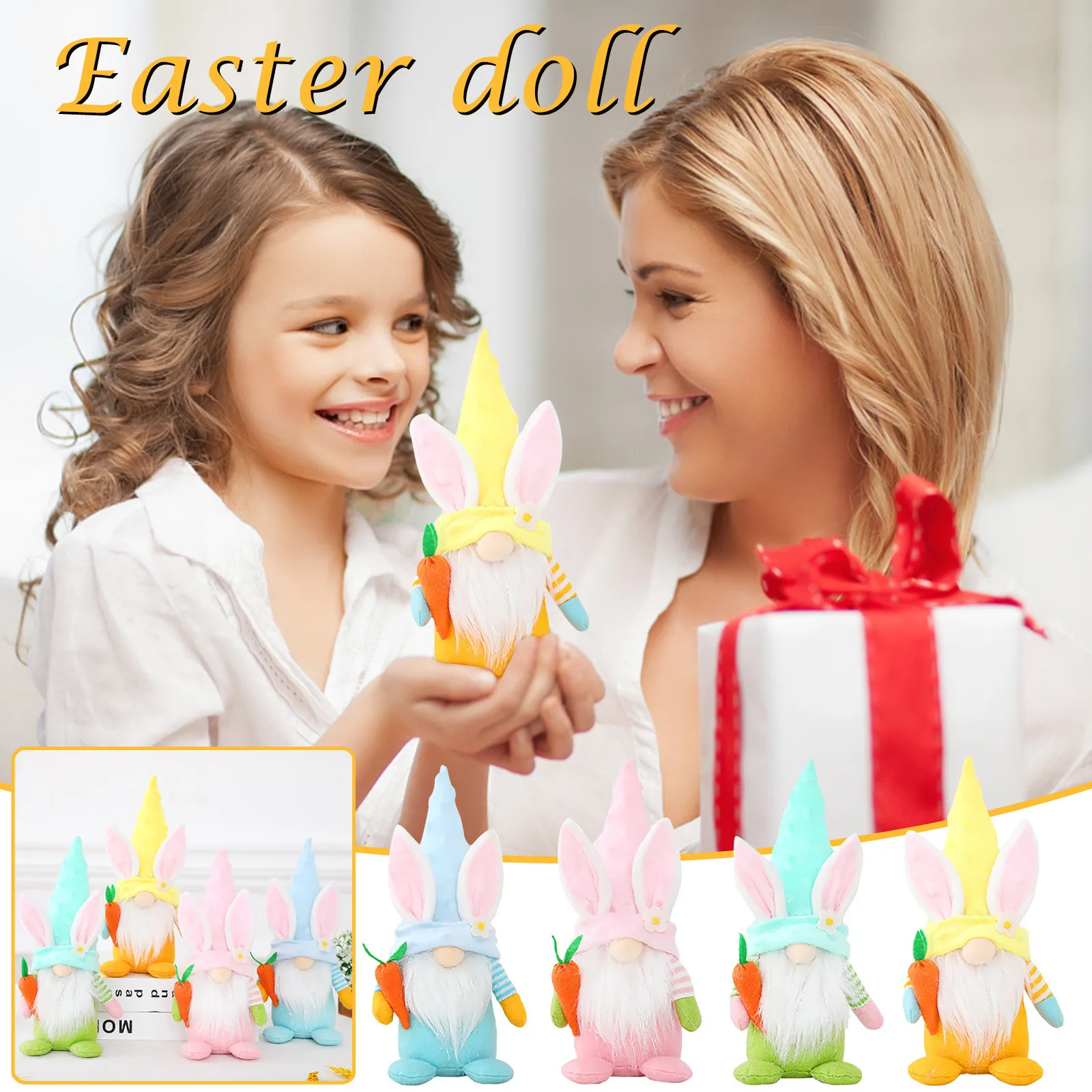 

Easter Bunny Decoration Carrot Dwarf Faceless Doll Home Decorations Cute Rabbit Ornament Home Festival Party Kawaii Room Decor