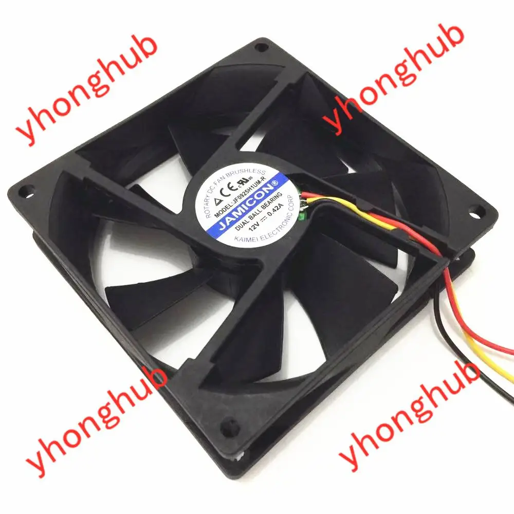 Jamicon JF0925H1UM R DC 12V 0.42A Размеры: 90x90x25 мм 3 Провода Сервер площадь Вентилятор|Кулеры и