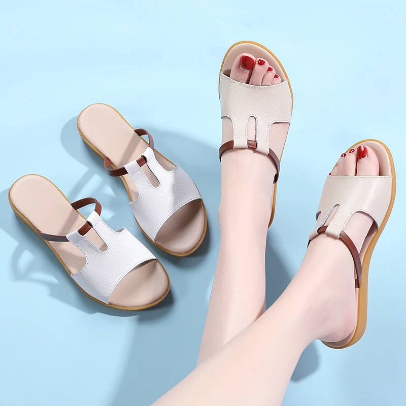 

HUCHAO Brand New Women Shoes 2021 Classic Trend Non-Slip Sandals Barefoot Breathable Low-Heeled Women Sandals Summer Women Shoes