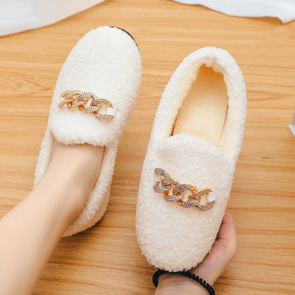 

Winter Casual Women Flats Shoes Slip On Loafers Warm Plush Lady Boots Non-slip Warm Cotton Shoes Fashion Botas Mujer Footwear