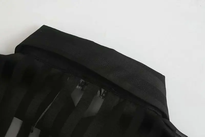 TRAF женские шикарные топы винтажная мода полосатая блузка из органзы воротник с лацканами фонарь рукав прозрачные сексуальные рубашки Blusas Mujer