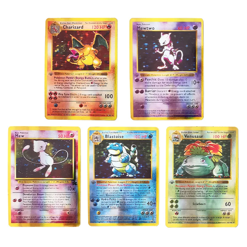 5 шт. Charizard Mewtwo карты Pokemon Flash Card первая версия английская первого поколения