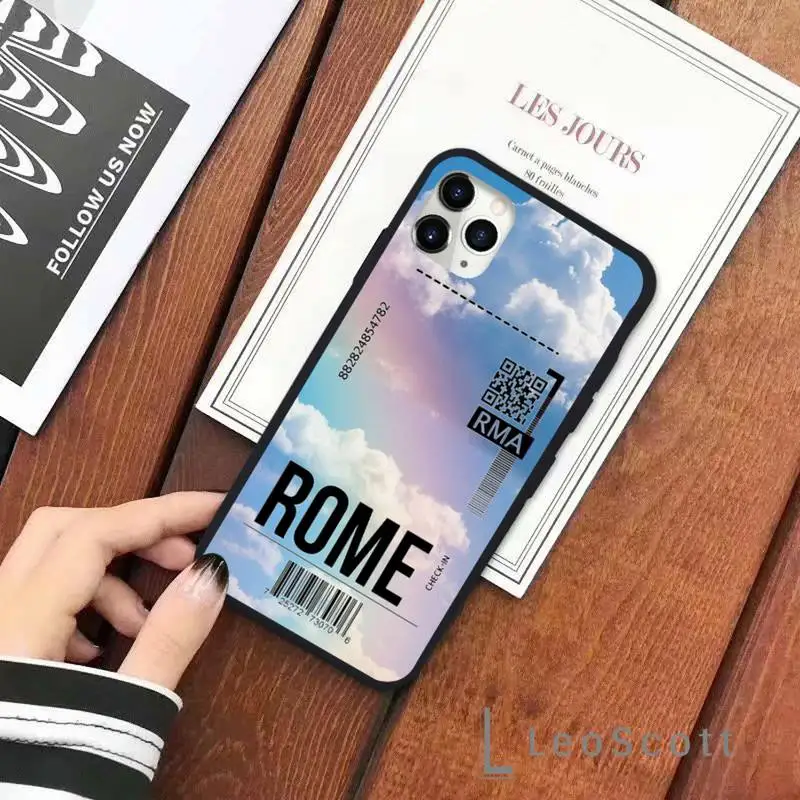 

Rainbow Sky air Ticket Phone Case for iPhone 11 12 pro XS MAX 8 7 6 6S Plus X 5S SE 2020 XR Soft silicone