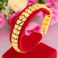 carved wrist chain link yellow gold filled fashion mens womens bracelet classic cool style