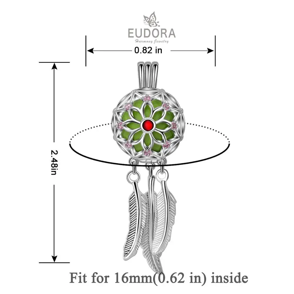Подвеска EUDORA K339 для мам длинная цепочка 16 мм с розовым цветком из фианита