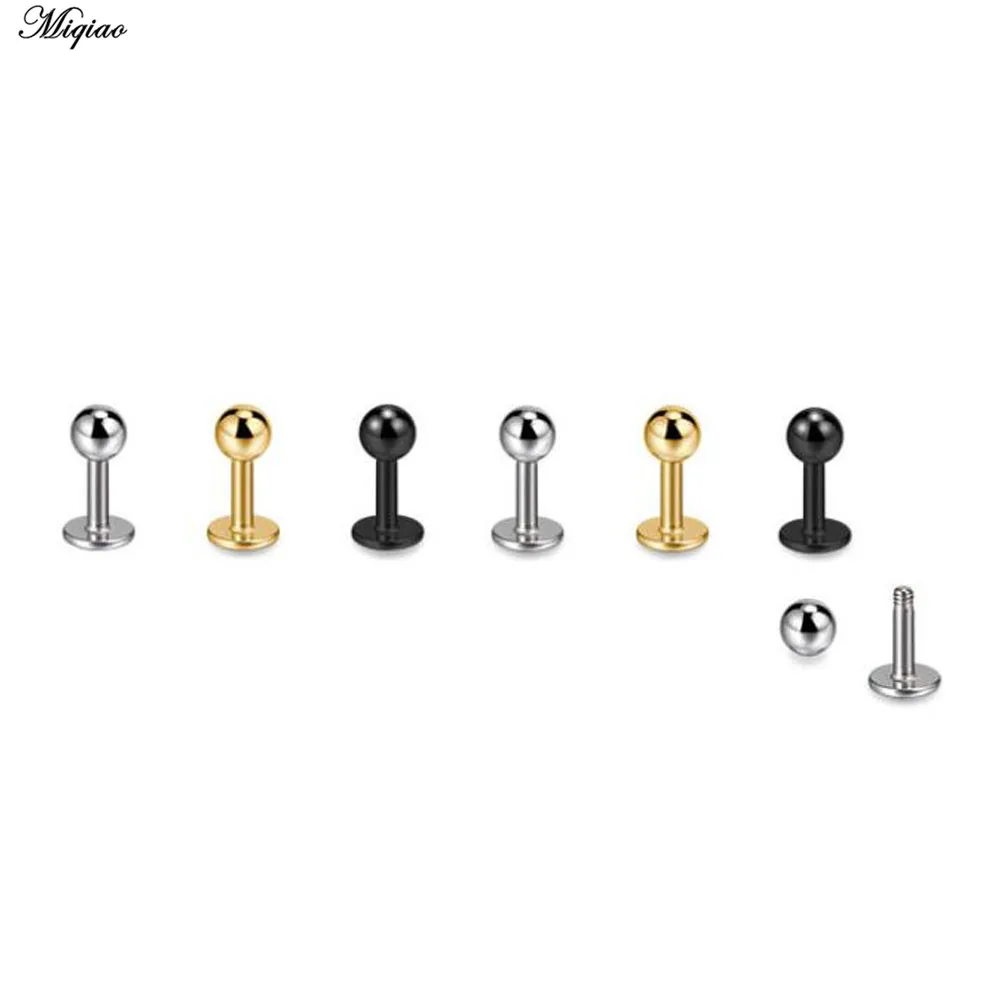 

Miqiao 2pcs 16G Ear Bone Studs Stainless Steel Punk Piercing Fashion Jewelry Ultra Short Rod Flat 3.5mm