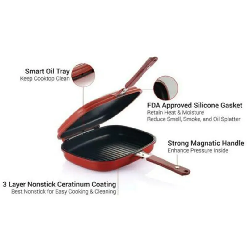 Двухсторонняя сковорода антипригарный противень портативный для домашней кухни