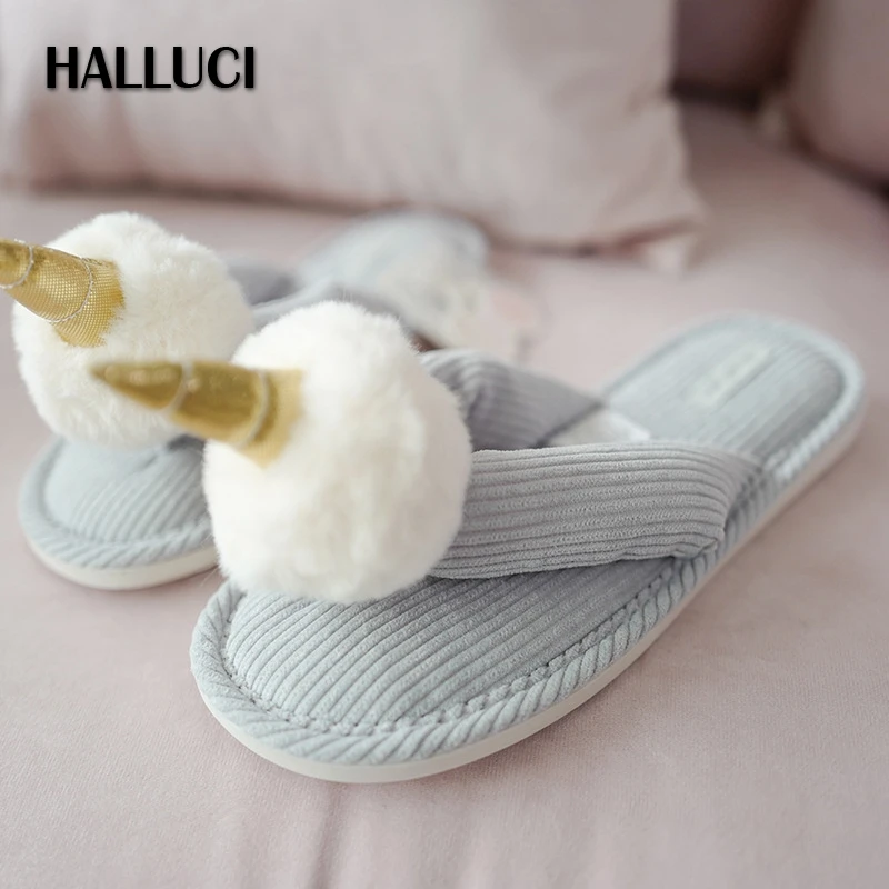 

New Cute Unicorn home shoes women slippers Japanese sweet Peep toe seasons flip-flops rubber Bedroom women shoes TX32002