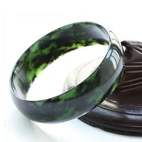natural genuine black green jade bangle bracelet chinese hand carved fashion charm jewelry accessories amulet men women gifts