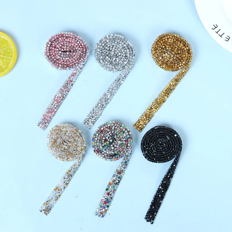 

1 Yard Sewing Trim Crystal Motif Bling Shining Resin Rhinestone Tape Applicator Ribbon Appliques Dresses Clothes Jewelry Making