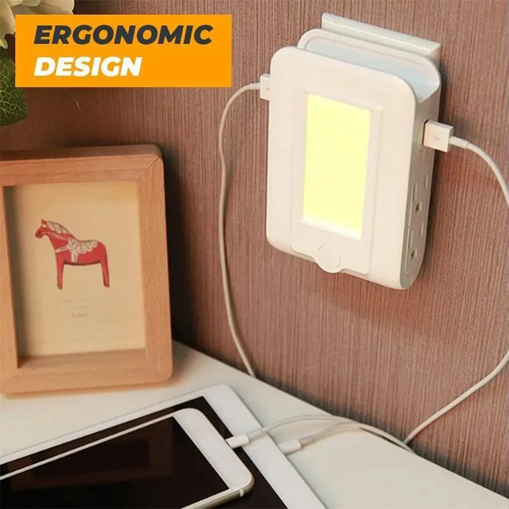 5in 1 LED Night Light Control Auto Sensor Usb Socket Charging Rack Dual Adapter Mobile Phone | Освещение