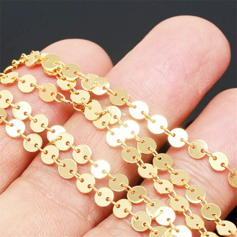Real 14K Gold Filled  4mm Round Sequin Disc Chain DIY Necklace Gold jewelry Minimalist Gold Filled Chain DIY Jewelry