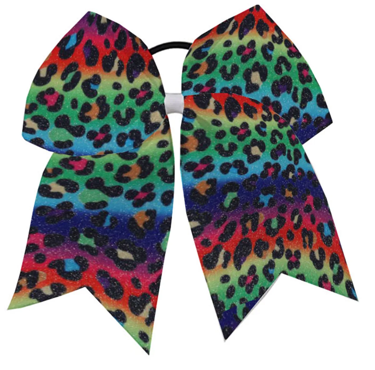 

Girls Large Hair Bow Cheer Cheerleading rainbow animal print leopard Red blue
