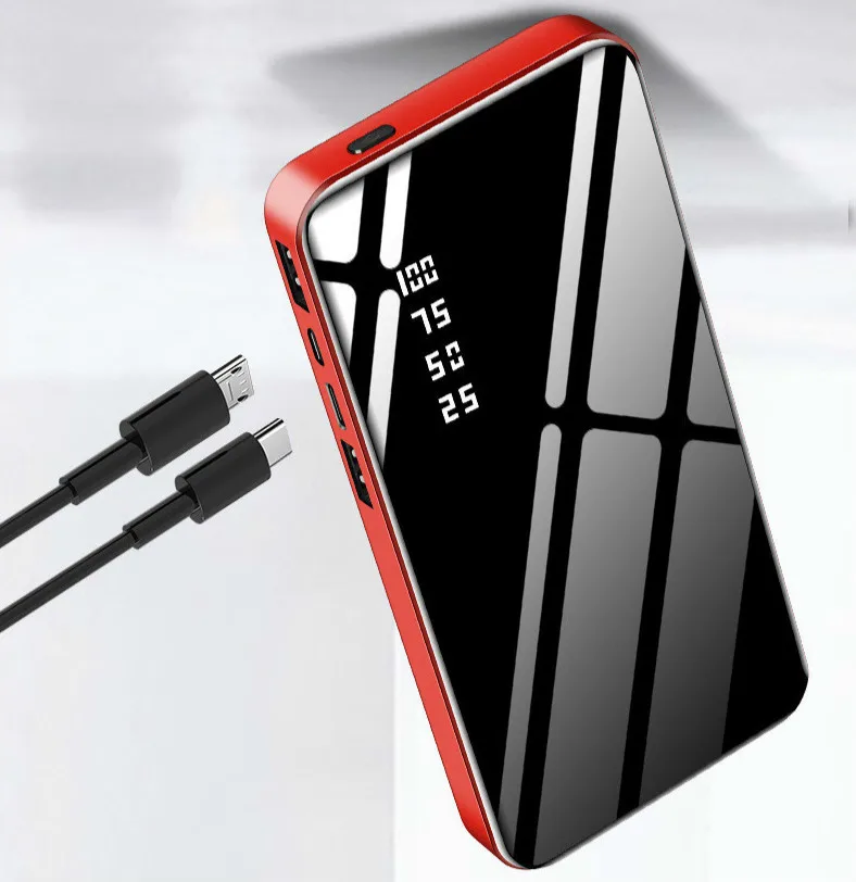 20000 мАч портативное зарядное устройство реальное зеркало ЖК дисплей двойной USB