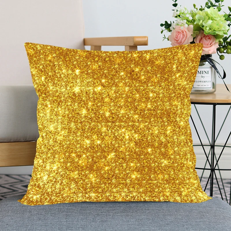 

New Golden Lights Backgrounds Pillow Case For Home Decorative Pillows Cover Invisible Zippered Throw PillowCases 40X40,45X45cm