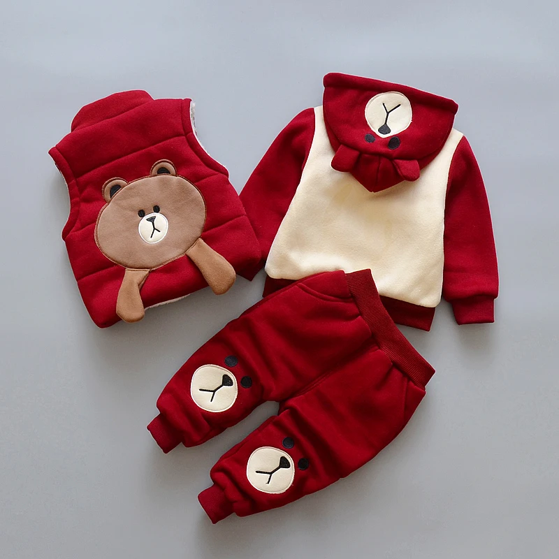 

Girls Boys Clothing Set Autumn Winter Hoodies+Vests+Kids Pants 3 pcs kids Sport Suit Girls Clothing Sets Hooded Coat Suits