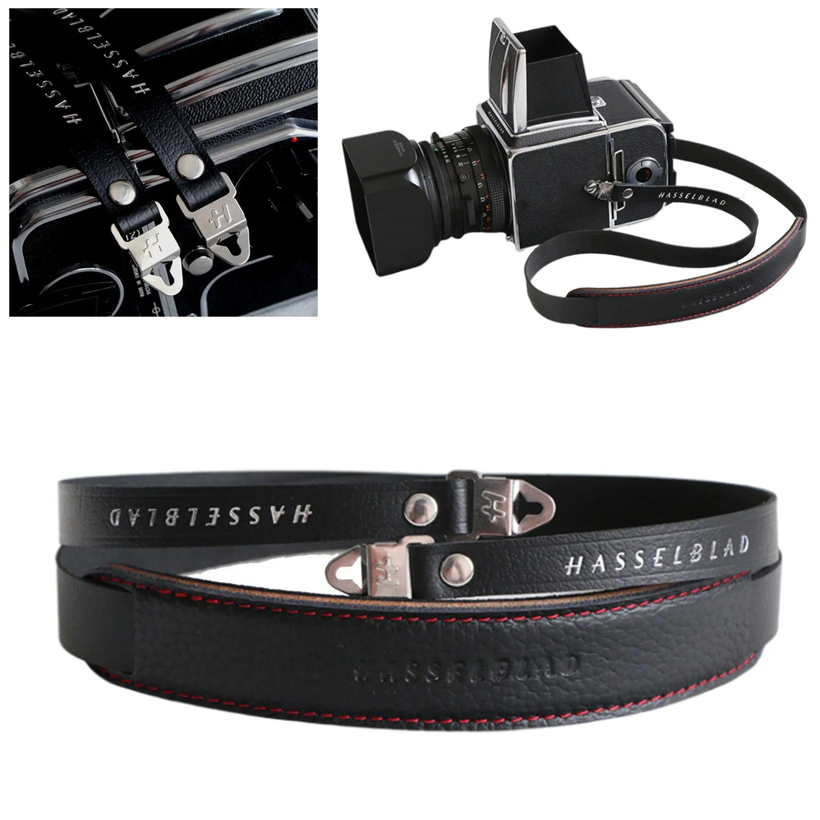 Camera strap with black shoulder pad for 500c 500cm 501cm 503cw 503cx 203 205 903 SWC/M enlarge