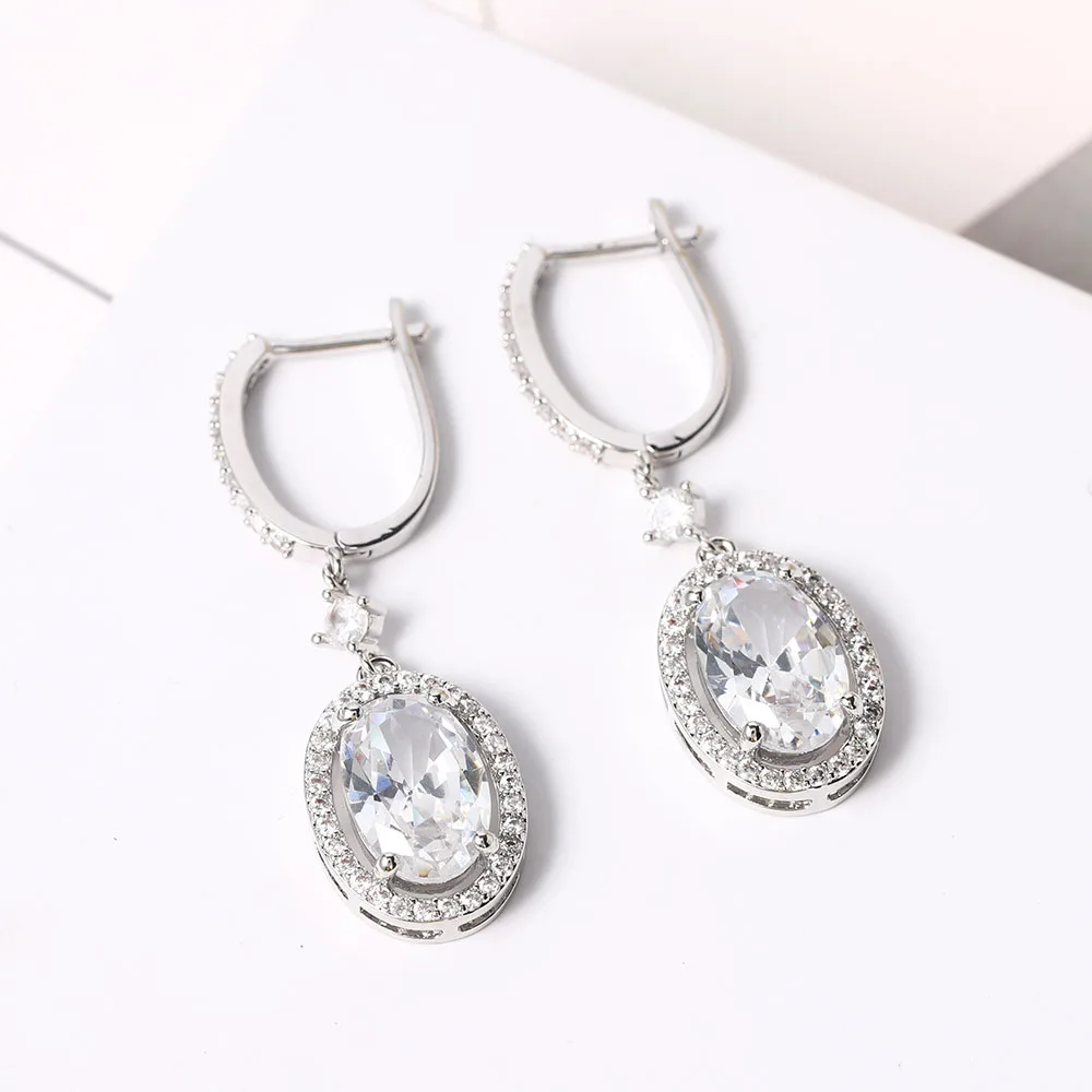 

Exquisite Silver and Gold Color Drop Dangle Earrings for Women White Jewelry Crystal Dangle Earrings Wedding Accessories Jewerly