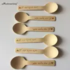 Деревянные круглые мини-ложки 100, свадебные сувениры, деревянные мини-ложка с гравировкой, индивидуальная ложка для пустыни, ложки для мороженого