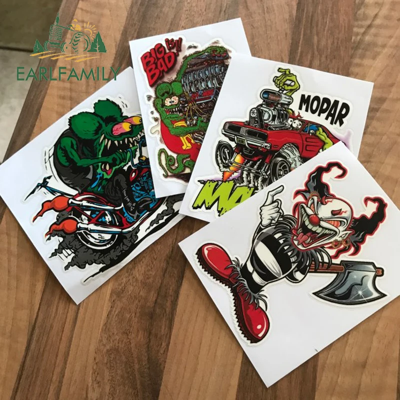 EARLFAMILY, 13 см x 9,7 см, злой клоун, наклейка, смешной стиль автомобиля, виниловые наклейки на машину, графический декор для окна автомобиля, бампера, багажника