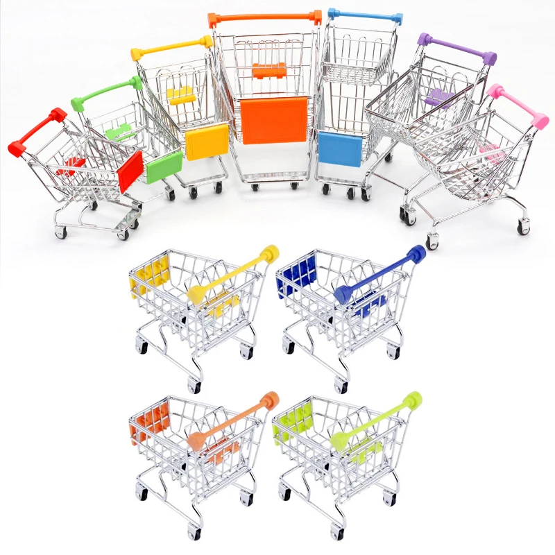 Игрушечная ручная тележка для супермаркета мини-корзина покупок настольная