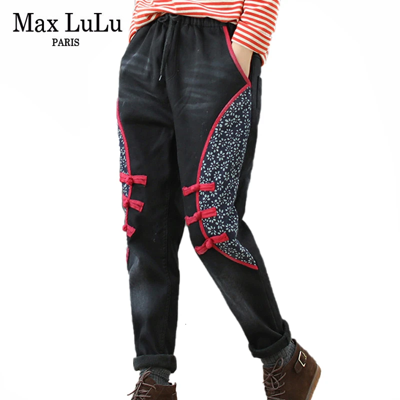 Max LuLu 2019 корейской моды в винтажном стиле Зимние теплые штаны шаровары брюки для