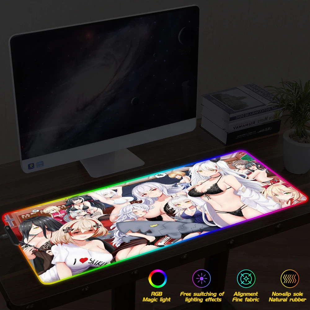 FFFAS Сексуальная аниме девушка игровой RGB геймер большой коврик для мыши