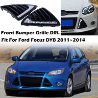 led drl day running light waterproof front bumper fog lamp grille fit for ford focus 3 mk3 2012 2015 car accessories replacmet