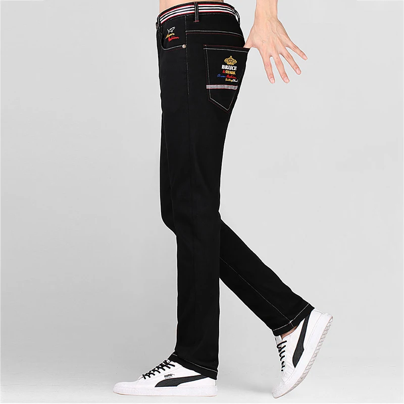 Джинсы мужские с эффектом потертости Брюса и акулы модные повседневные