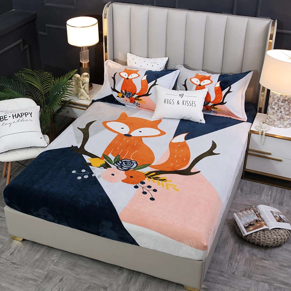 Универсальный чехол на матрас 30 см норковый кашемировый утолщенный для