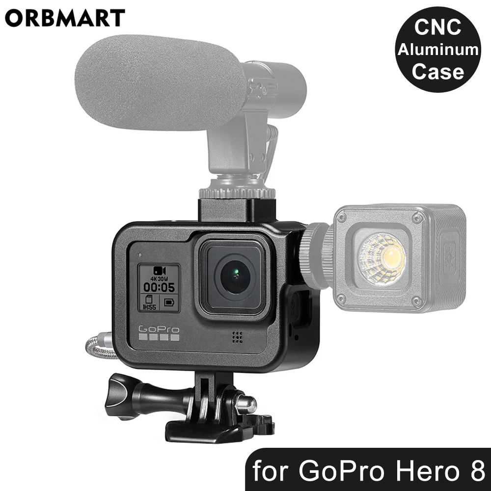 Алюминиевый корпус с ЧПУ для GoPro Hero 8 черная металлическая оправа Защитная пленка