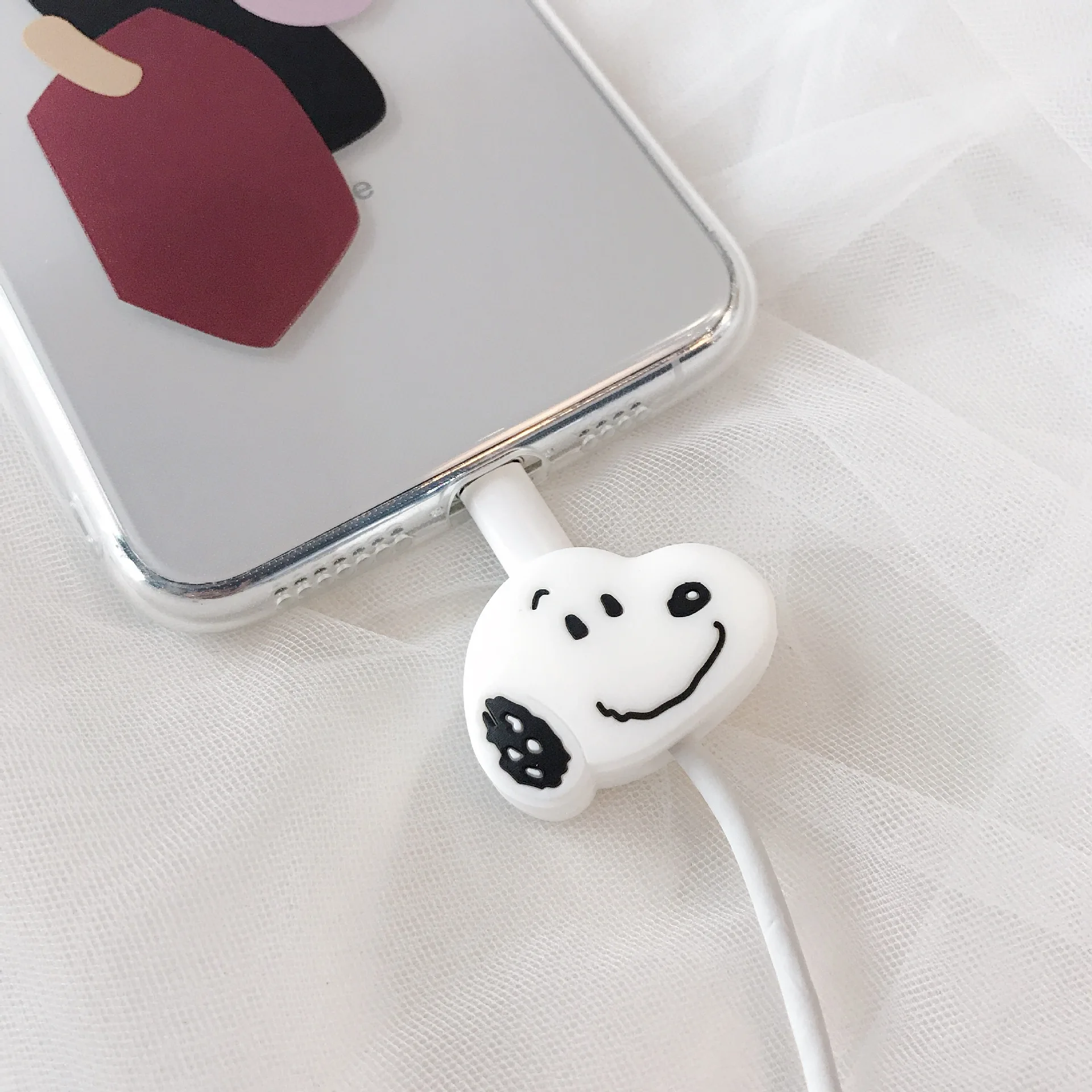Корейский мультфильм кабель протектор для iPhone XS Max XR 8 7 Универсальный шнур Защитная крышка usb зарядный кабель Winder