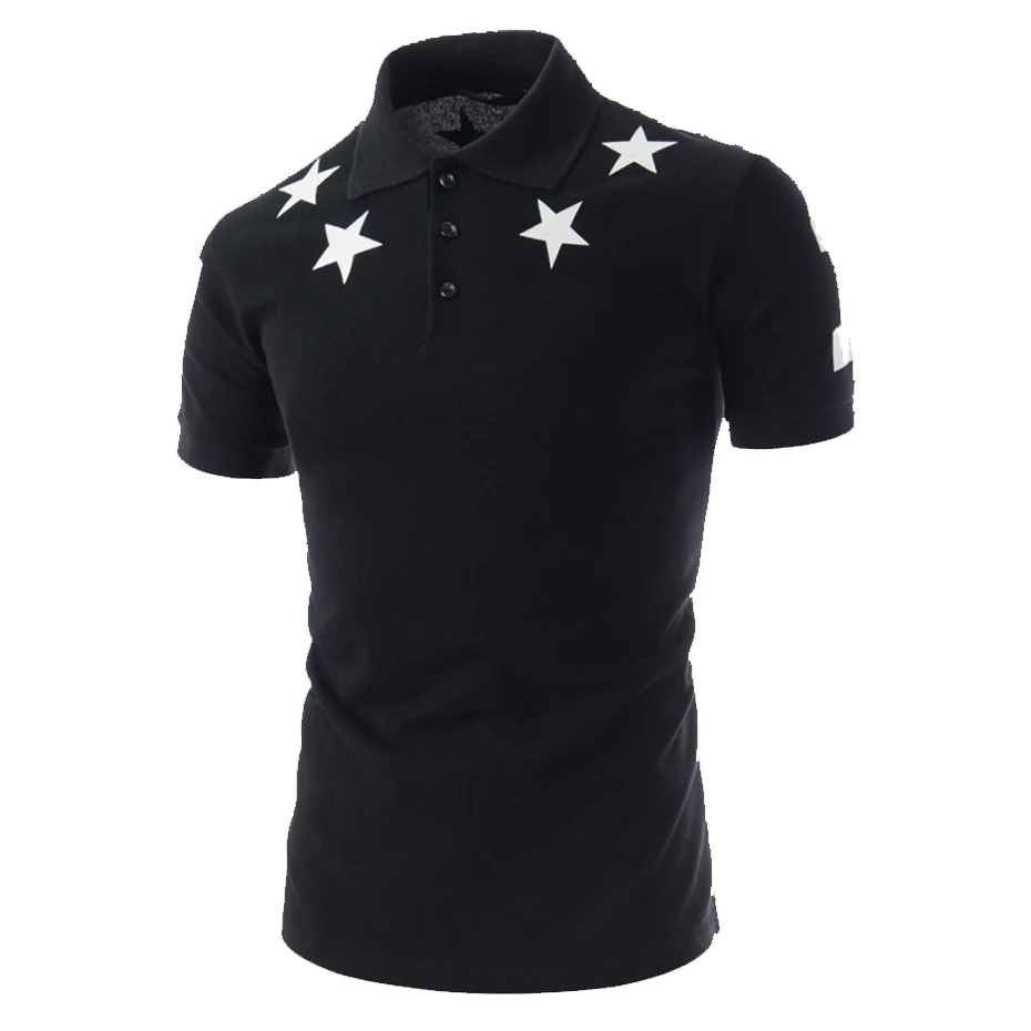 

ZOGAA Men Five -Pointed Star Print Polo Shirts Mens Silm Fit Summer Fashion Cotton Short Sleeve Tops Polo Shirt Plus Size M-2XL