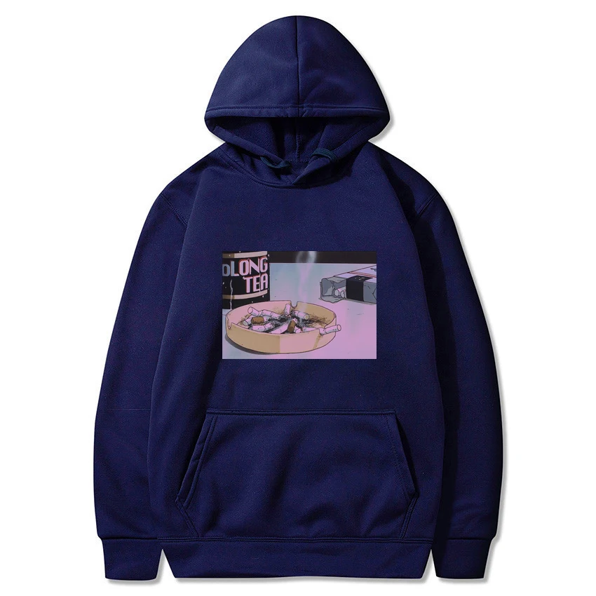 Harajuku Sad somke Vapor wave принт Забавный аниме принт унисекс толстовка мужские толстовки мужские повседневные топы с капюшоном уличная одежда