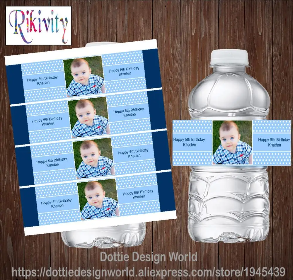 Rikivity Personalized Photo Picture Water Bottle Wine Labels Candy Bar Wrapper Stickers Baby Shower Birthday Party Decoration | Дом и сад