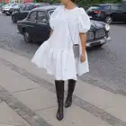 Женское Короткое платье VONDA, богемный сарафан с рукавом 34, однотонное платье 2021, женское платье, повседневные короткие платья S-