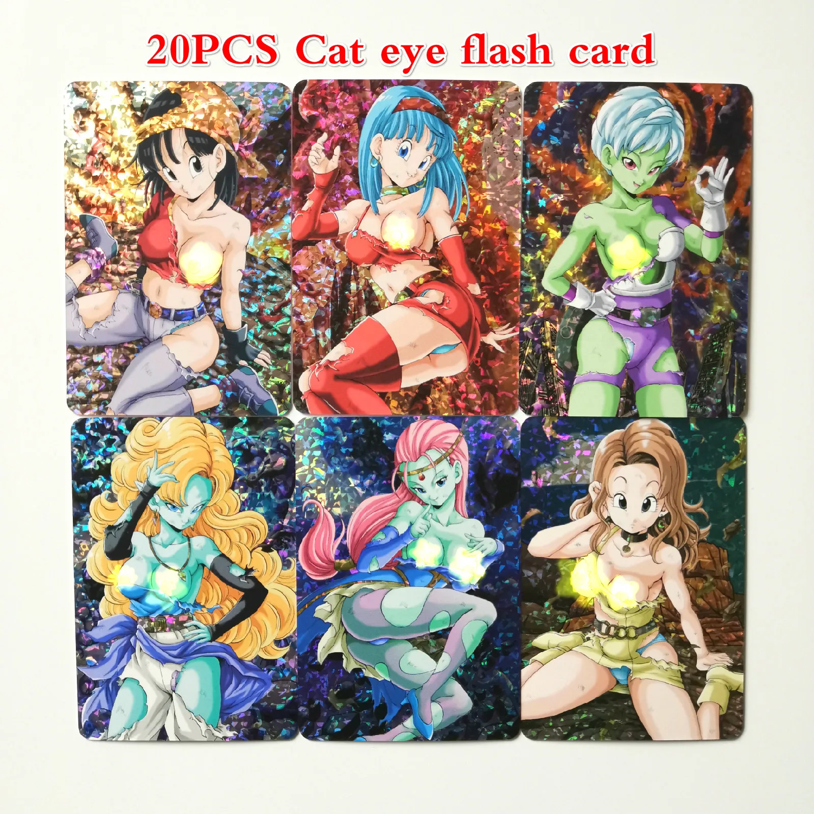 20pcs Cat eye flash 20 шт./компл. супер Dragon Ball Z пикантные джентльмен Чичи Bulma Android 18 героев карточной ультра игровая коллекция карт - Цвет: 20pcs Cat eye flash