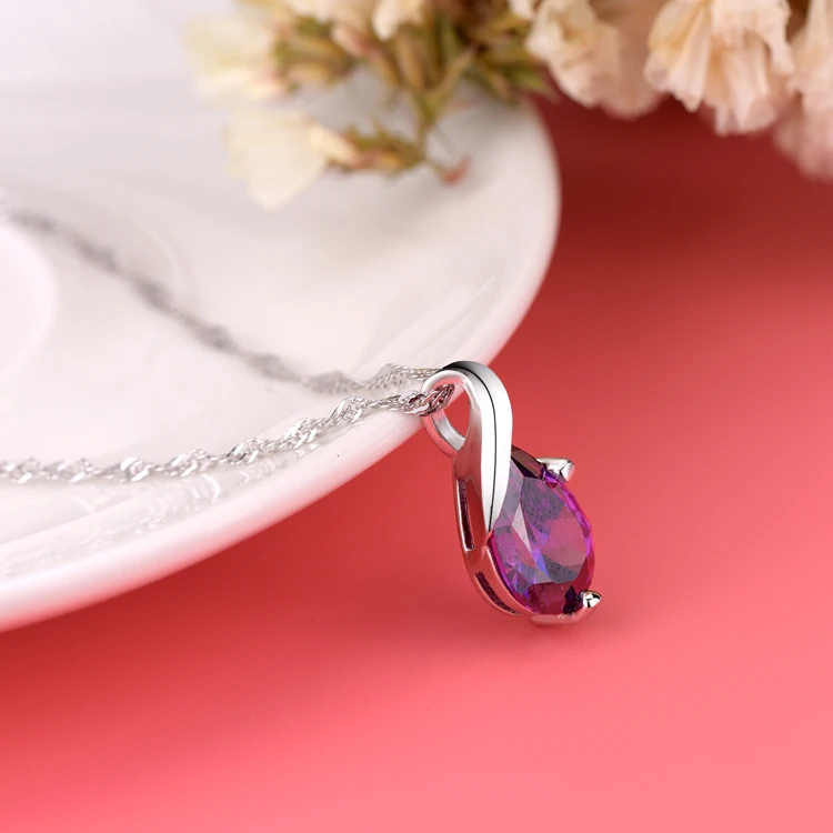 Стерлингового серебра Цепочки и ожерелья фиолетового цвета с камнями в форме
