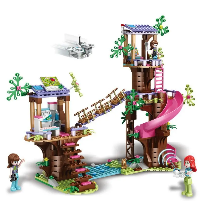

In Stock Lepining Friends Jungle Rescue Base Slide Amusement Park Building Blocks Bricks Toys Winter Holiday Christmas Gifts