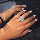 Изумрудная огранка лаборатории с бриллиантом cz Кольцо 100% оригинальный 925 серебро обручальное кольца для женщин Свадебные вечерние ювелирные изделия