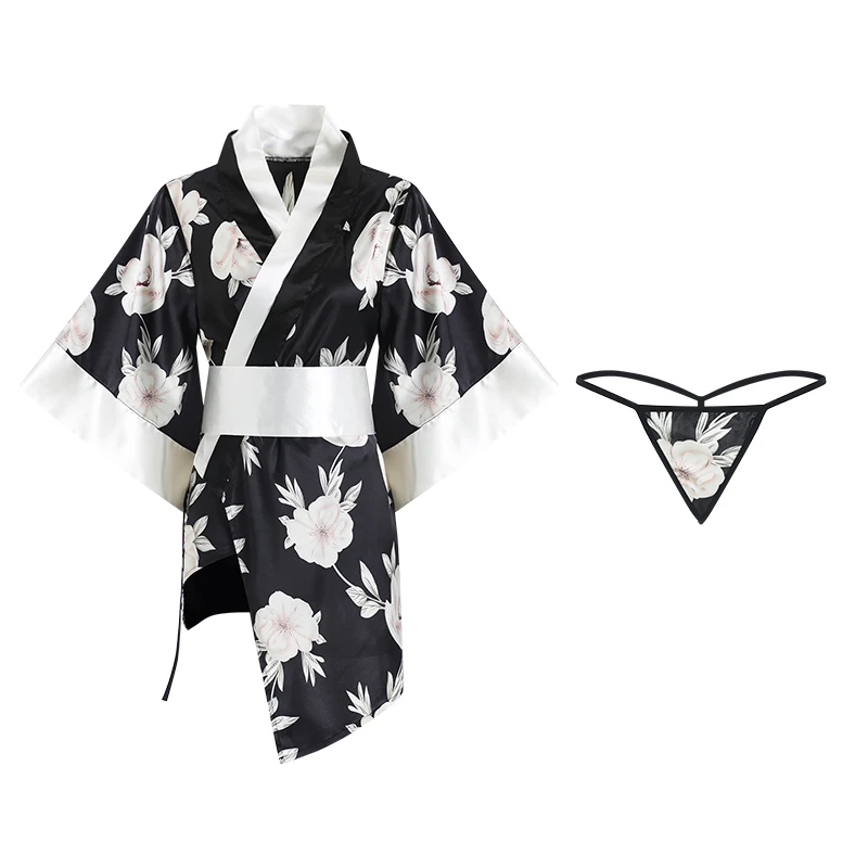 

Japanese Kimono Sexy Cosplay Outfit For Women Traditional Style Robe Yukata Costumes Pajamas Soft Silk Belt Sexy Sakura Kimono
