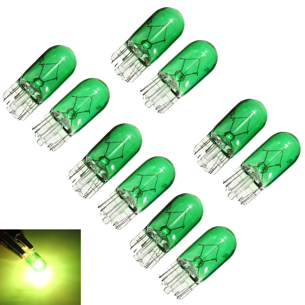 10Pcs Green T10 501 W5W 3W Cars Auto Vehicle Truck SUV Dashboard Dash Panel Gauge Lights Bulbs Interior Accessories Universal | Автомобили