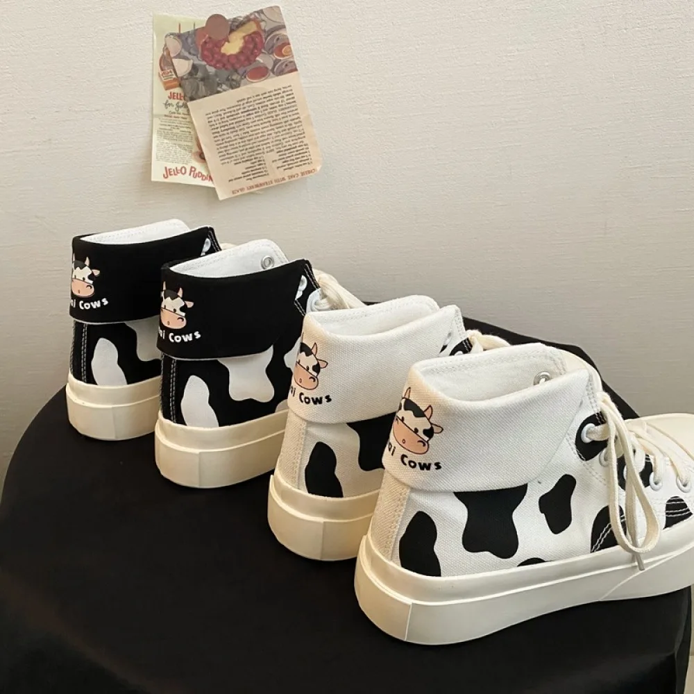 

Women's Sneakers Cute Platform Shoes Cow Girls Kawaii Casual Vulcanize Undefined Japanese Vintage Boots Female