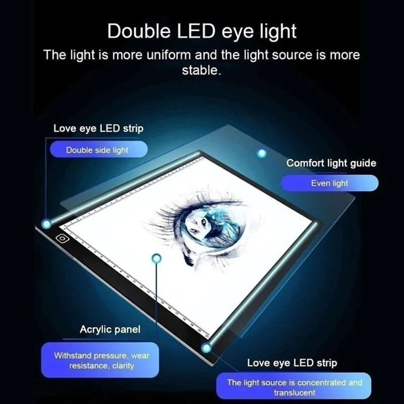 

A3 USB Powered Ultra-thin LED 3 Level Dimming Drawing Board Aritist Tattoo Stencil Board Light Box Tracing Drawing Pad Table