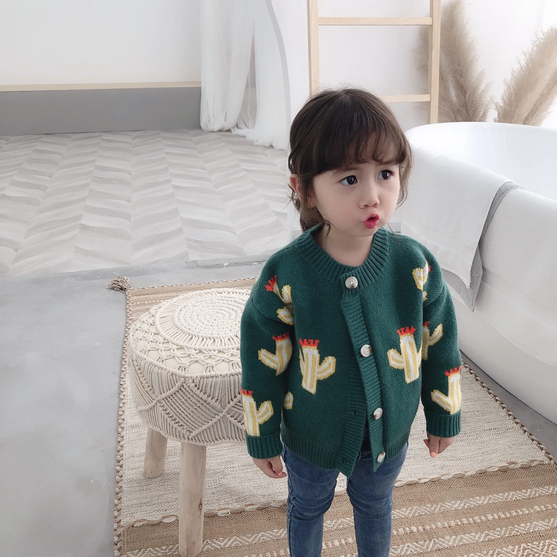 Свитер-кардиган для маленьких мальчиков и девочек осенний вязаный кардиган с