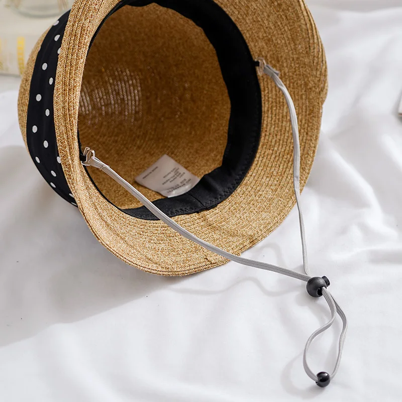 

[PTAH] Summer Women Sun Hat Straw UPF 50+ Sun Protection Beach Caps Breathable Comfortable Foldable Windproof Belt Visors Female