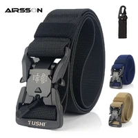 military tactical belt quick release magnetic buckle nylon men army belt military combat equipment hunting sports accessories