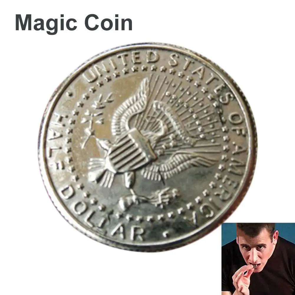 

Classic Magic Coin Two Fold Bite Coin Dollars Magic Close-Up Street Magic Tricks Prop Bite Coin And Bite Restore Half Illusion