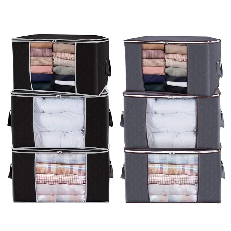 

1-5 Pcs Moisture Dust Proof Non-woven Storage Box Quilt Clothes Storage Bag Home Storage Wardrobe Organizer For Clothes